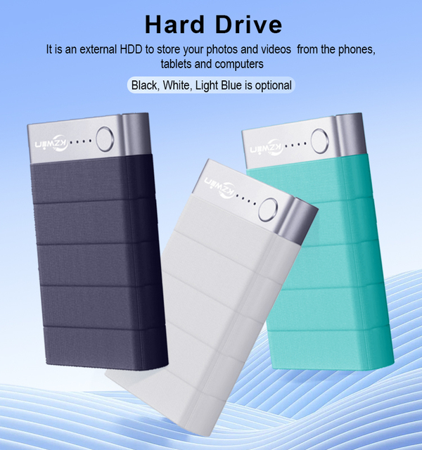 USB 3.0 2TB External HDD Hard Drive for IPhone/iPad/Android Phones/MacBook/Laptop/ Desktop  Auto Backup Docs/Photos/Videos