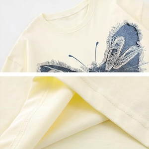 เสื้อยืดแขนสั้นผ้าคอตตอนถักทรงโอเวอร์ไซส์สำหรับผู้ชาย ลายปัก 3 มิติ ลายกราฟิก ดาว แพทช์ ยูนิเซ็กส์ วินเทจ ลายตัวอักษร สไตล์ลำลอง สตรีทแวร์ - Product Image 4