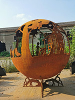Boule de foyer en acier Corten chauffant découpée au laser, diamètre extérieur du cerf, sphère de 1000mm