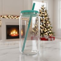 Nouvelle Tasse Créative Colorée en Verre Borosilicate de 16 oz avec Paille, Couvercles en Plastique PP Effet Nacre, Résistante aux Hautes Températures et Anti-Fuite
