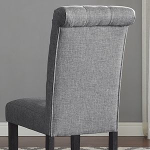 DB Leviton Farmhouse Style Solid Wood Tufted <b>Dining</b> <b>Chair</b> Set 2 <b>Grey</b> <b>Fabric</b> <b>Chairs</b> for Home <b>Dining</b> Living Room PP Plastic Materi - Product Image 4
