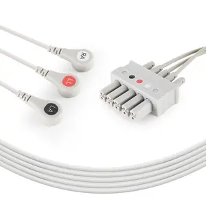 compatible for Mindray MEC 1000/PM5000 ECG Leadwires individual set 3 Leads snap ECG cable AHA