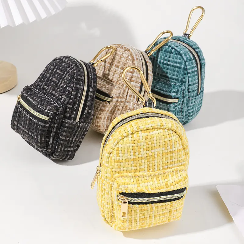 Custom Colored Mini Backpack Shape Bag Keychain Handmade Small Coin Wallet Purse Braided Key Chain