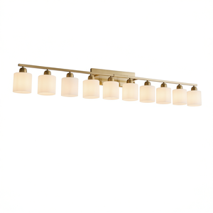 Applique murale moderne de 65 pouces en fer cuivré avec abat-jour en verre blanc laiteux pour salle de bain, miroir, chambre, salon, couloir - Product Image 1