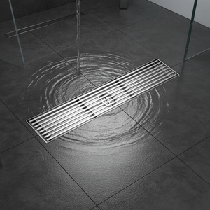 Scarico a Pavimento Moderno in Acciaio Inox Anti-Odore, Griglia Rettangolare per Drenaggio Bagno Hotel, Canaletta di Scarico Laterale Lunga per Doccia - Product Image 1