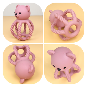 Nuevo diseño suave sin BPA niños dentición juguete oso Animal sonajero bebé silicona mordedor - Product Image 4