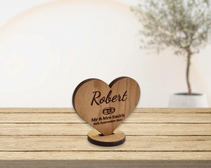 Segnaposto in Legno a Forma <span class=keywords><strong>di</strong></span> Cuore Personalizzato con Incisione Laser, Decorazione Unica per Matrimoni ed Eventi, Regalo Ricordo - Product Image 5