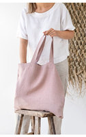 Sac de courses en tissu de lin écologique de grande qualité personnalisé, impression de logo, taille lavable, durable, sac fourre-tout vierge