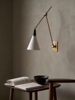 Applique murale LED traditionnelle en fer avec bras articulé en laiton réglable, lumière blanc chaud doux 2700K, IRC 80, vente en gros, personnalisable pour hôtels et cafés