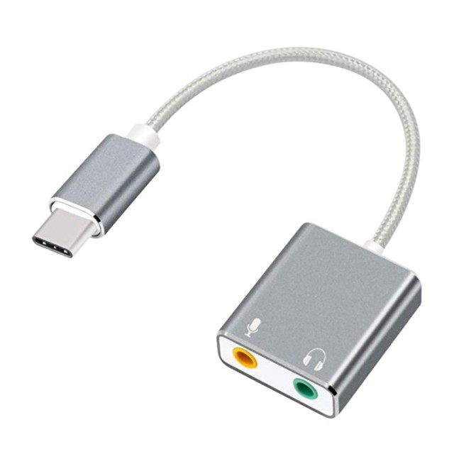 External Sound Card, Aluminum Alloy Type C External Stereo Sound Card Audio Adapter 3.5mm for Mobile Phone Computer Live Sound C