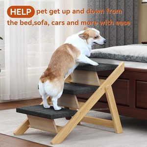 Pet Stairs/<strong>Steps</strong>, Medium <strong>Dogs</strong> <strong>Steps</strong> for High <strong>Beds</strong>, Sofa, Car, 2-in-1 Foldable Wood <strong>Dog</strong> Ramp with Non-Slip Pads, Safety, Durable - Product Image 6