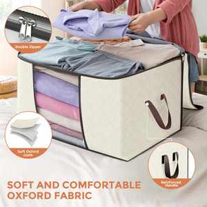 6-Pack <b>Collapsible</b> Organizers for Blankets Bedding & Clothes - Large 90L Zip <b>Storage</b> Bags with Handles - Product Image 3
