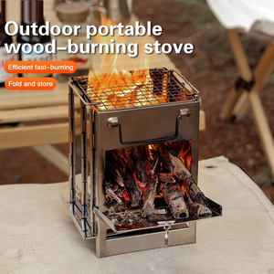 Estufa de Leña Plegable de Acero Inoxidable, Parrilla para Barbacoa, Encendedor de Carbón, Estufa de Leña para Exteriores, para Barbacoa, <span class=keywords><strong>Camping</strong></span>, Picnic, Pesca - Product Image 1