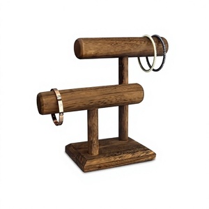 Support de présentation de bijoux en bois de couleur marron, design le plus récent, avec deux niveaux, support de rangement pour bijoux de qualité supérieure - Product Image 1