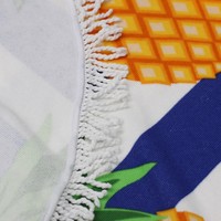 Nouvelle Grande Serviette de Plage Circulaire en Microfibre pour l'Été, Serviettes de Plage Rondes Personnalisées Imprimées Ananas avec Pompons