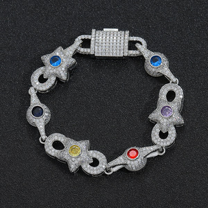 Pulsera de Pentagrama Hip Hop con Cadena de Color y Circones, Pulsera de Moda para Hombre, Collar Lijing de Moda Tanjing - Product Image 3