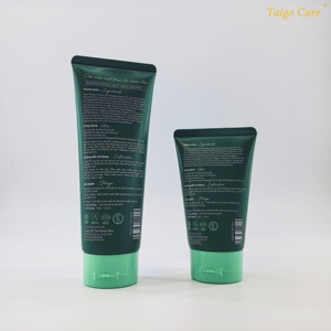 Tube cosmétique vide en plastique vert de 50 ml et 100 ml pour nettoyant visage avec bouchon à clapet orientable, emballage personnalisé pour soins du visage. - Product Image 5