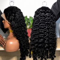 Perruque sans colle en cheveux naturels bruts avec dentelle frontale HD 13x6, prête à porter, bouclée, effet vague d'eau