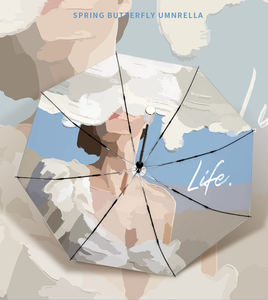 유화 접이식 로고 인쇄 uv 보호 실버 코팅 <span class=keywords><strong>3</strong></span> 배 자동 개폐 다채로운 태양 비 우산 - Product Image 6