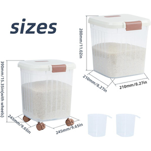 <b>Kitchen</b> Items Large 25kg Rice Barrel Transparent Sealed Dry Grains <b>Storage</b> Boexs Plastic Food-grade Containers with Wheels - Product Image 2