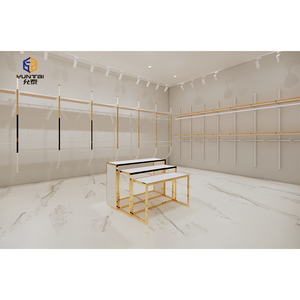 رف ملابس لمتجر بوتيك، طاولة تخزين ذهبية قائمة بذاتها، رف ملابس مثبت على الحائط، طاولة عرض متداخلة - Product Image 1