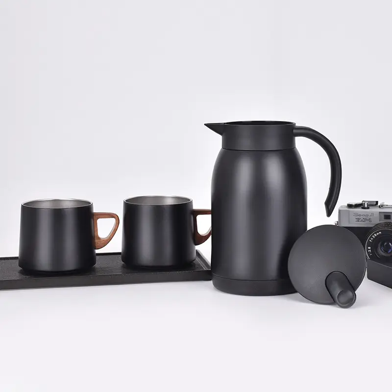 Sıcak satış paslanmaz çelik yalıtımlı kahve su ısıtıcısı su şişesi seti taşınabilir cezve kahve kupa seti