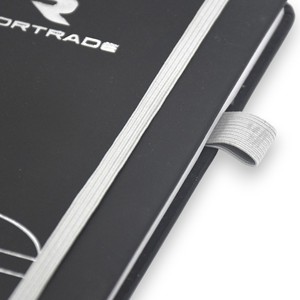 Văn phòng trường tùy chỉnh kích thước A5 bìa đen bạc lá Logo cơ bản máy tính xách tay da với chủ bút - Product Image 5