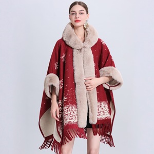 869 # Factory Direct ampio Plaid in peluche con colletto in lana ispessita a maglia scialle femminile <span class=keywords><strong>cappotto</strong></span> scialle in Tweed - Product Image 1