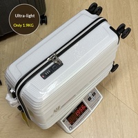 Valise à roulettes ultra-légère de 1,9 kg, 20 pouces, résistante à la saleté, en fibre de carbone, avec serrure TSA, roues silencieuses, 28