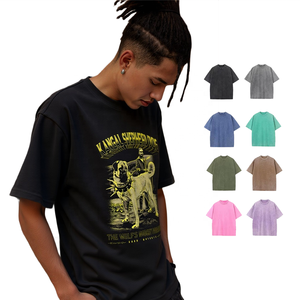 T-shirt de l'équipe SSC personnalisé 320g Pigment Wash Tendances détendu O-cou travail sans rétrécissement avec Logo personnalisé formation en gros de t-shirt pour l'équipe - Product Image 1