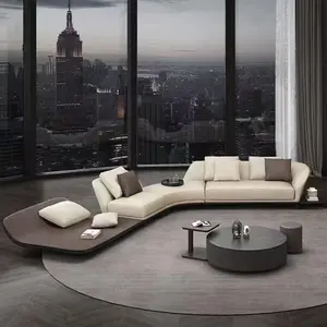 Lujo wohnzimmer sala de estar muebles sofás sofá seccionales U L forma de cuero sofá conjunto de muebles para la venta