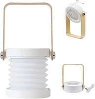 Lampe de camping LED portable 4-en-1, lampe de table pliable avec poignée en bois, lanterne rechargeable par USB, lumière de nuit à intensité réglable au toucher