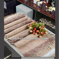 Usine directe haute qualité 100% laine bio Jacquard jeter couverture conception personnalisable solide tissé Technique parfaite plaine