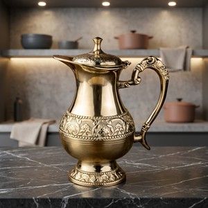 Vintage Brass Water Pot With Lid Metal Handle Decorative <b>Kettle</b> - Product Image 5
