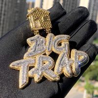 Neuer Cross-Border Hip-Hop Punk-Stil BIG TRAP Buchstaben-Anhänger Trendige Europäisch-Amerikanische Mode Streetwear Herren Bambus-Kupfer-Schmuck