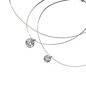<span class=keywords><strong>Collana</strong></span> con Pendente a Goccia di Sirena in Argento Sterling S925 per Donna, Trendy con Moissanite e Zirconi, Catena alla Clavicola di Design - Product Image 1