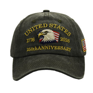 Gorra Conmemorativa del 250 Aniversario de la Independencia de EE. UU. Estilo <span class=keywords><strong>Retro</strong></span> Desgastado - Algodón Suave Lavado con Parche Bordado - Product Image 1