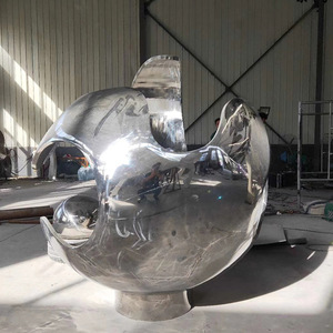 Escultura de Espejo de Acero Inoxidable Jiahua, Escultura Abstracta Irregular para Montar en el Suelo, Instalación de Arte Hecha a Mano - Product Image 1