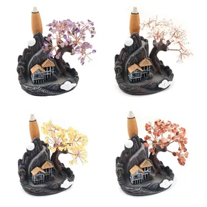 Natural Stone Crystal Tree Incense Burner Decoration Countercurrent Mountain Water Aromatherapy Burner