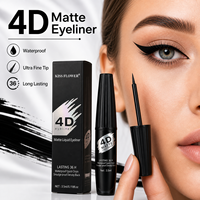 KISS FLOWER Eyeliner liquide mat 4D, longue tenue 36H, imperméable, anti-bavures, noir, pointe fine de précision, 3,5 ml