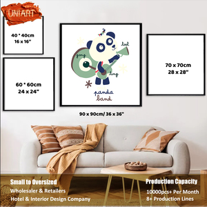 Peinture murale sur toile à impression numérique de <span class=keywords><strong>panda</strong></span> de dessin animé carré nordique, peinture murale en porcelaine de cristal, animal de la crèche, affiche murale suspendue - Product Image 5