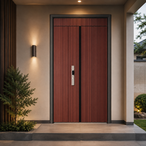 <span class=keywords><strong>Porte</strong></span> d'entrée moderne en acier à grain de bois vertical avec transfert <span class=keywords><strong>thermique</strong></span>, sécurisée pour la maison <span class=keywords><strong>et</strong></span> la villa, anti-effraction - Product Image 2