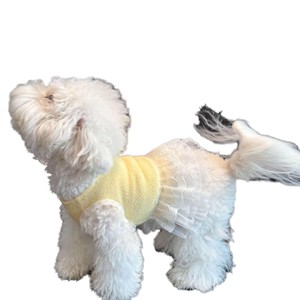Le haut sans manches en coton imprimé avec patchwork de dentelle, idéal pour le printemps/été, convient aux vêtements pour animaux de compagnie de petite à moyenne taille. - Product Image 6