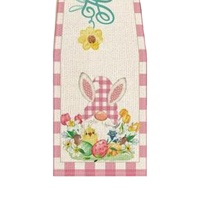 Nappe de table de Pâques 33x183cm, thème fête, dîner, toile, personnalisable
