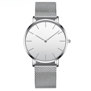 Montres de couple ultra-fines en acier inoxydable à double aiguille, mouvement à quartz japonais, design tendance pour les amoureux - Product Image 1