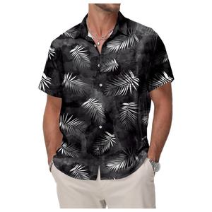 Imprimé à manches courtes boutonné hommes chemises décontracté élégant chemise hommes hawaïen bouton à manches courtes plage été - Product Image 2