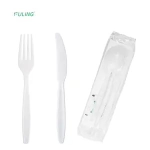 Cubiertos desechables de plástico biodegradables, juego de vajilla, cuchillo y tenedor