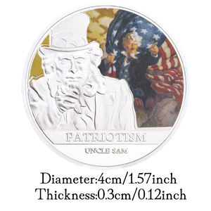 عملة تذكارية العم سام ، المقتنيات الوطنية الأمريكية ، الفضة المطلية ، عملة تذكارية ، عملة التحدي - Product Image 3