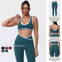 Ensemble de yoga 4 pièces uni pour femme comprenant 2 soutiens-gorge de sport, un short et un legging taille haute longueur intégrale pour la gym, la course et le quotidien