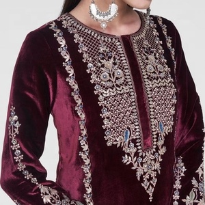 Stylish-----Long Kurta with Pant --Dress for Party-wear-dress with Elegant applique work for Party/ Wedding =2021 - Product Image 1
